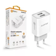 Aligator síťová nabíječka, 2x USB, smart IC, 2, 4 A, bílá