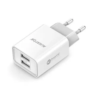 Aligator síťová nabíječka, 2x USB, smart IC, 2, 4 A, bílá Aligator síťová nabíječka, 2x USB, smart IC, 2, 4 A, bílá