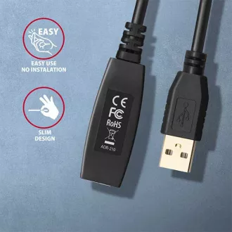 AXAGON ADR-210, USB 2.0 A-M -> A-F aktivní prodlužovací / repeater kabel, 10m AXAGON ADR-210, USB 2.0 A-M -> A-F aktivní prodlužovací / repeater kabel, 10m