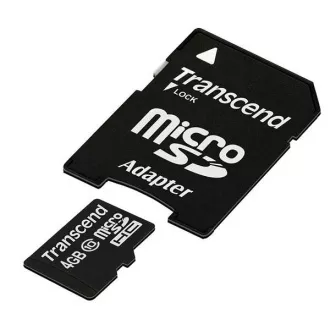 TRANSCEND MicroSDHC karta 4GB Class 10 + adaptér TRANSCEND MicroSDHC karta 4GB Class 10 + adaptér