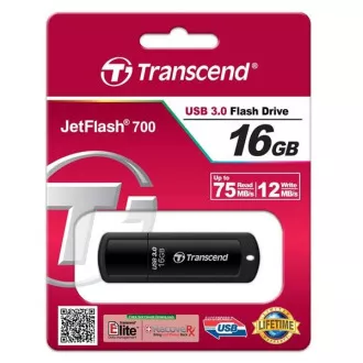 TRANSCEND Flash Disk 16GB JetFlash®700, USB 3.0 (R:75/W:12 MB/s) černá