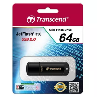 TRANSCEND Flash Disk 64GB JetFlash®350, USB 2.0 (R:16/W:6 MB/s) černá