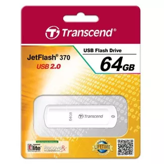 TRANSCEND Flash Disk 64GB JetFlash®370, USB 2.0 (R:16/W:6 MB/s) bílá TRANSCEND Flash Disk 64GB JetFlash®370, USB 2.0 (R:16/W:6 MB/s) bílá
