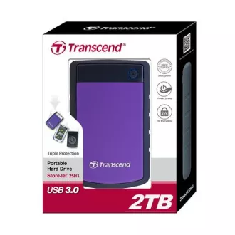 TRANSCEND externí HDD USB 3.1 StoreJet 25H3P, 2TB, Purple (nárazuvzdorný) TRANSCEND externí HDD USB 3.1 StoreJet 25H3P, 2TB, Purple (nárazuvzdorný)