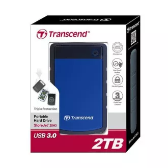 TRANSCEND externí HDD USB 3.0 StoreJet 25H3B, 2TB, Blue (nárazuvzdorný) TRANSCEND externí HDD USB 3.0 StoreJet 25H3B, 2TB, Blue (nárazuvzdorný)