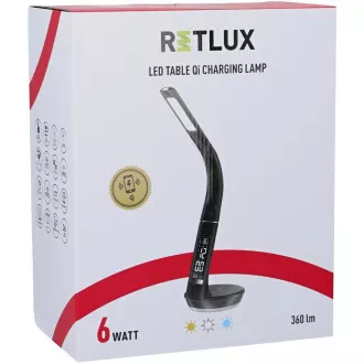 RTL 204 stm.LED lamp.černá Qi 6W RETLUX