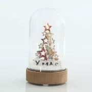 Eurolamp Skleněná kopule se stromem a hvězdami, 8 x 8 x 14 cm, 1 ks