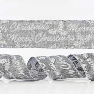 Eurolamp Vánoční dekorace šedá stuha se stříbrným nápisem merry christmas, 6,35 cm, 1 ks Eurolamp Vánoční dekorace šedá stuha se stříbrným nápisem merry christmas, 6,35 cm, 1 ks