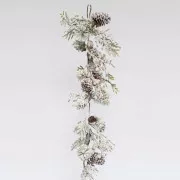 Eurolamp Vánoční dekorace zasněžená větev se šiškami, 153 cm, 1 ks