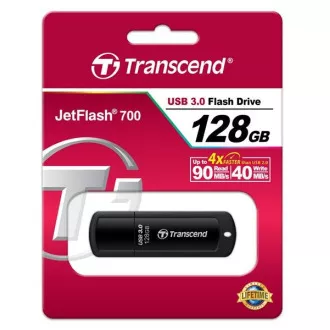 TRANSCEND Flash Disk 128GB JetFlash®700, USB 3.0 (R:90/W:40 MB/s) černá TRANSCEND Flash Disk 128GB JetFlash®700, USB 3.0 (R:90/W:40 MB/s) černá