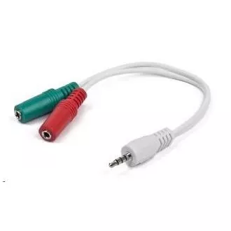 GEMBIRD Kabel rozdvojka jack 3, 5mm (4 pólový) na 2x3, 5mm M/F, 20cm, bíla GEMBIRD Kabel rozdvojka jack 3, 5mm (4 pólový) na 2x3, 5mm M/F, 20cm, bíla