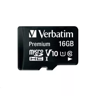 VERBATIM MicroSDHC karta 16GB Premium, U1 + SD adaptér VERBATIM MicroSDHC karta 16GB Premium, U1 + SD adaptér
