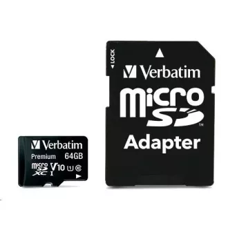 VERBATIM MicroSDXC karta 64GB Premium, U1 + adaptér