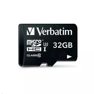VERBATIM MicroSDHC karta 32GB Pro, U3 + adaptér VERBATIM MicroSDHC karta 32GB Pro, U3 + adaptér