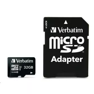 VERBATIM MicroSDHC karta 32GB Pro, U3 + adaptér VERBATIM MicroSDHC karta 32GB Pro, U3 + adaptér