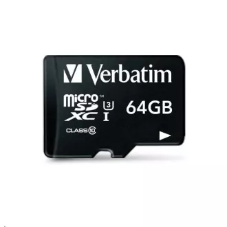 VERBATIM MicroSDXC karta 64GB Pro, U3 + adaptér VERBATIM MicroSDXC karta 64GB Pro, U3 + adaptér