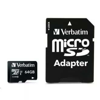 VERBATIM MicroSDXC karta 64GB Pro, U3 + adaptér VERBATIM MicroSDXC karta 64GB Pro, U3 + adaptér
