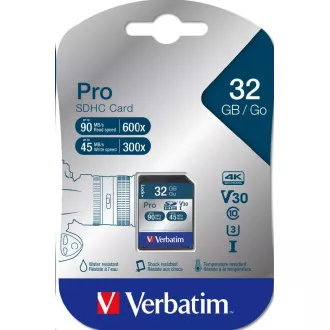 VERBATIM SDHC karta 32GB Pro, U3, V30