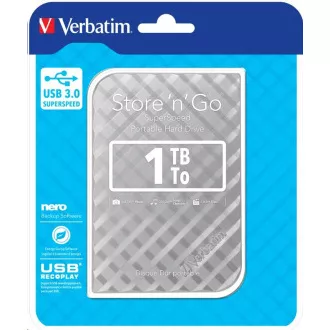 VERBATIM Externí HDD 1TB Store 'n' Go Portable Hard Drive USB 3.0, Silver GEN II VERBATIM Externí HDD 1TB Store 'n' Go Portable Hard Drive USB 3.0, Silver GEN II