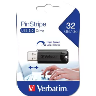 VERBATIM Flash Disk PinStripe USB 3.0, 32GB - černá
