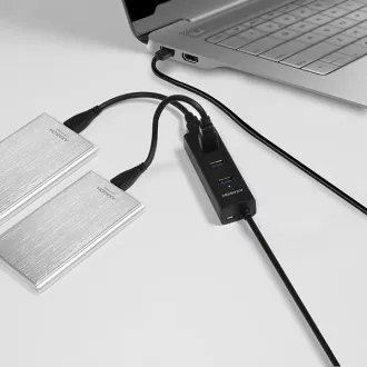 AXAGON HUE-S2BL, 4x USB 3.0 CHARGING hub, micro USB nap. konektor, kabel USB-A 1.2m AXAGON HUE-S2BL, 4x USB 3.0 CHARGING hub, micro USB nap. konektor, kabel USB-A 1.2m