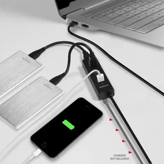 AXAGON HUE-S2BL, 4x USB 3.0 CHARGING hub, micro USB nap. konektor, kabel USB-A 1.2m AXAGON HUE-S2BL, 4x USB 3.0 CHARGING hub, micro USB nap. konektor, kabel USB-A 1.2m