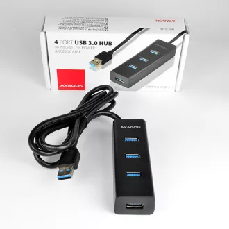AXAGON HUE-S2BL, 4x USB 3.0 CHARGING hub, micro USB nap. konektor, kabel USB-A 1.2m AXAGON HUE-S2BL, 4x USB 3.0 CHARGING hub, micro USB nap. konektor, kabel USB-A 1.2m