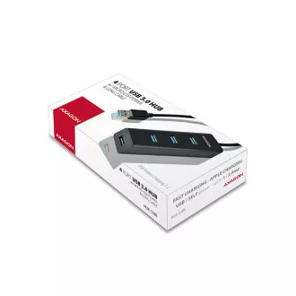 AXAGON HUE-S2BL, 4x USB 3.0 CHARGING hub, micro USB nap. konektor, kabel USB-A 1.2m AXAGON HUE-S2BL, 4x USB 3.0 CHARGING hub, micro USB nap. konektor, kabel USB-A 1.2m