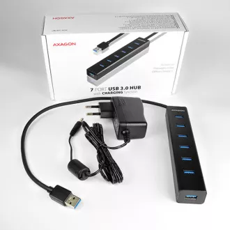 AXAGON HUE-SA7BP, 7x USB 3.0 ALU CHARGING hub, vč. AC adaptéru, kabel USB-A 40cm AXAGON HUE-SA7BP, 7x USB 3.0 ALU CHARGING hub, vč. AC adaptéru, kabel USB-A 40cm