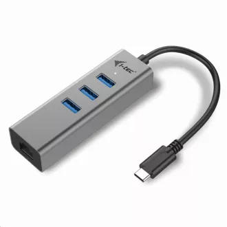i-tec USB-C Metal 3-portový HUB s Gigabit Ethernet adapterem