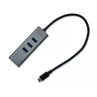 i-tec USB-C Metal 3-portový HUB s Gigabit Ethernet adapterem