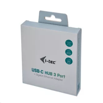 i-tec USB-C Metal 3-portový HUB s Gigabit Ethernet adapterem