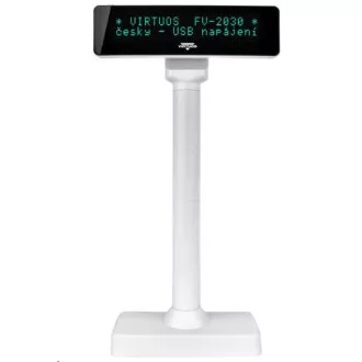 Virtuos VFD zákaznický displej Virtuos FV-2030W 2x20 9mm, USB, bílý Virtuos VFD zákaznický displej Virtuos FV-2030W 2x20 9mm, USB, bílý