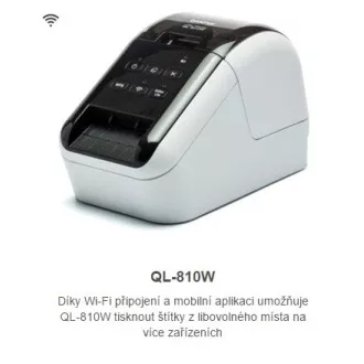 BROTHER tiskárna štítků QL-810W - 62mm, termotisk, WIFI, Profi Tiskárna Štítků / po dokoupení DK-22251 tisk červeně / BROTHER tiskárna štítků QL-810W - 62mm, termotisk, WIFI, Profi Tiskárna Štítků / po dokoupení DK-22251 tisk červeně /