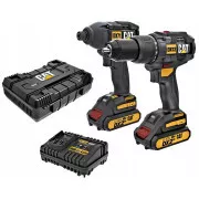 Caterpillar Bezuhlíková sada 2v1, příklepová vrtačka a příklepový šroubovák,