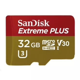 SanDisk MicroSDHC karta 32GB Extreme PLUS (10MB/s, UHS-I V30, Rescue Pro Deluxe) + adaptér SanDisk MicroSDHC karta 32GB Extreme PLUS (10MB/s, UHS-I V30, Rescue Pro Deluxe) + adaptér