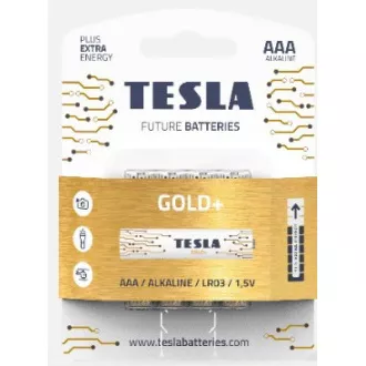 Baterie Tesla Gold+ Alkalické AAA 1,5V (LR03, mikrotužkové) 4ks Baterie Tesla Gold+ Alkalické AAA 1,5V (LR03, mikrotužkové) 4ks