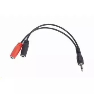 GEMBIRD Kabel rozdvojka jack 3, 5mm (4 pólový) na 2x3, 5mm M/F, 20cm, černý