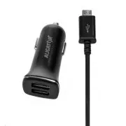 Aligator nabíječka do auta Turbo charge, 12/24 V, 2, 4 A, microUSB, 2x USB výstup, černá