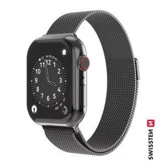 BAND APP.W.KNITTED 42-44 mm BK SWISSTEN