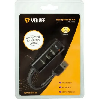 YHB 4001BK Hub 4 x USB 2.0 černý YENKEE
