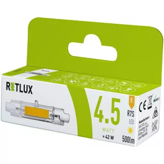 RLL 457 R7S J78 4,5W LED COB WW RETLUX RLL 457 R7S J78 4,5W LED COB WW RETLUX