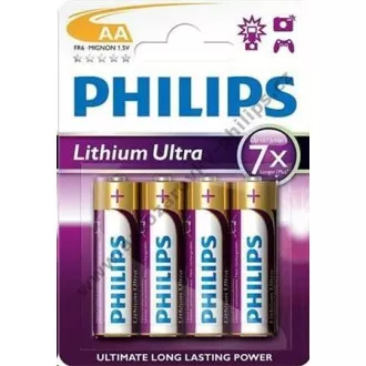 PHILIPS Lithium Ultra baterie AA 1, 5V FR6LB4A/10 (Blistr 4ks) PHILIPS Lithium Ultra baterie AA 1, 5V FR6LB4A/10 (Blistr 4ks)