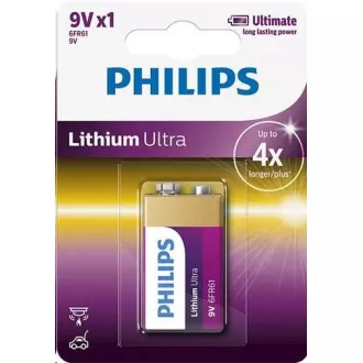 PHILIPS Lithium Ultra baterie 9V 6FR61LB1A/ (Blistr 1ks) PHILIPS Lithium Ultra baterie 9V 6FR61LB1A/ (Blistr 1ks)