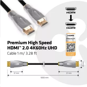 Club3D Kabel Certifikovaný HDMI 2.0 Premium High Speed 4K60Hz UHD, 1m Club3D Kabel Certifikovaný HDMI 2.0 Premium High Speed 4K60Hz UHD, 1m