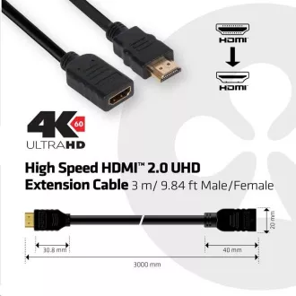 Club3D Kabel prodlužovací HDMI 2.0, 4K60Hz UHD (M/F), 3m Club3D Kabel prodlužovací HDMI 2.0, 4K60Hz UHD (M/F), 3m