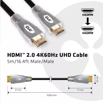 Club3D Kabel HDMI 2.0, High Speed 4K60Hz UHD (M/M), 5m Club3D Kabel HDMI 2.0, High Speed 4K60Hz UHD (M/M), 5m