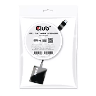 Club3D Adaptér aktivní USB 3.1 typ C na HDMI 2.0 UHD 4K60Hz HDR, 17cm Club3D Adaptér aktivní USB 3.1 typ C na HDMI 2.0 UHD 4K60Hz HDR, 17cm