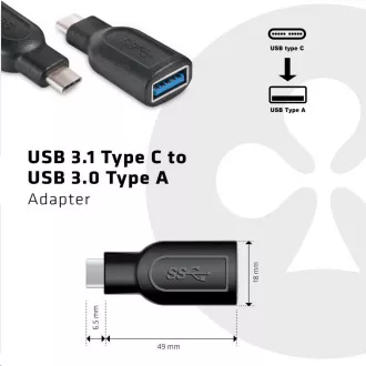 Club3D Redukce USB 3.1 typ C na USB 3.0 typ A (M/F) Club3D Redukce USB 3.1 typ C na USB 3.0 typ A (M/F)