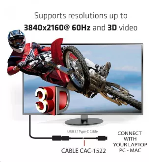 Club3D Kabel USB 3.1 typ C Gen2 4K60Hz UHD Power Delivery 100W, (M/M), 80cm Club3D Kabel USB 3.1 typ C Gen2 4K60Hz UHD Power Delivery 100W, (M/M), 80cm